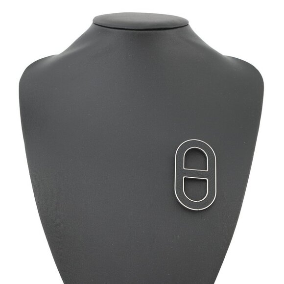 HERMES Chaine d'Ancre Brooch Metal/Epsom Black - Picture 1 of 9